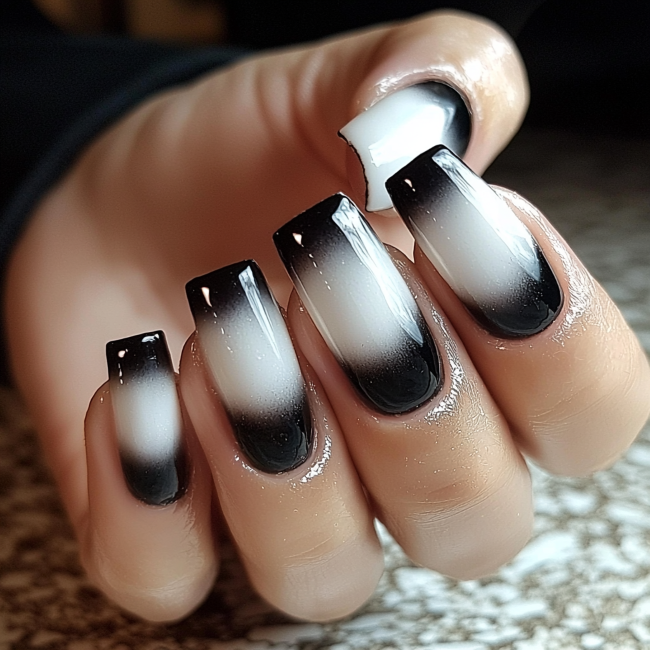 3d nails blanc noir